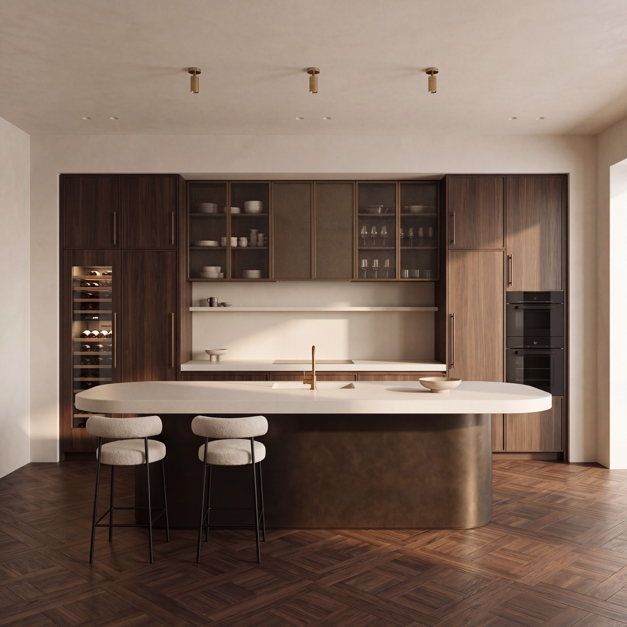 Warm minimal kitchen